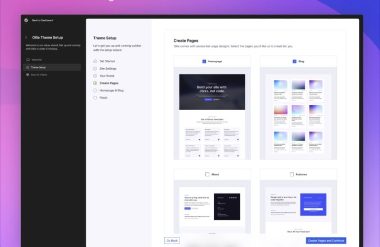 ollie-wizard-770x500 Ollie Theme Previews New Onboarding Wizard in Development design tips 