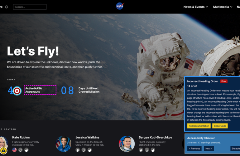 Accessibility-Checker-Front-End-Highlighting-on-NASA-770x500 Equalize Digital Accessibility Checker Plugin Adds New Frontend Highlighting Feature Funded by NASA design tips 